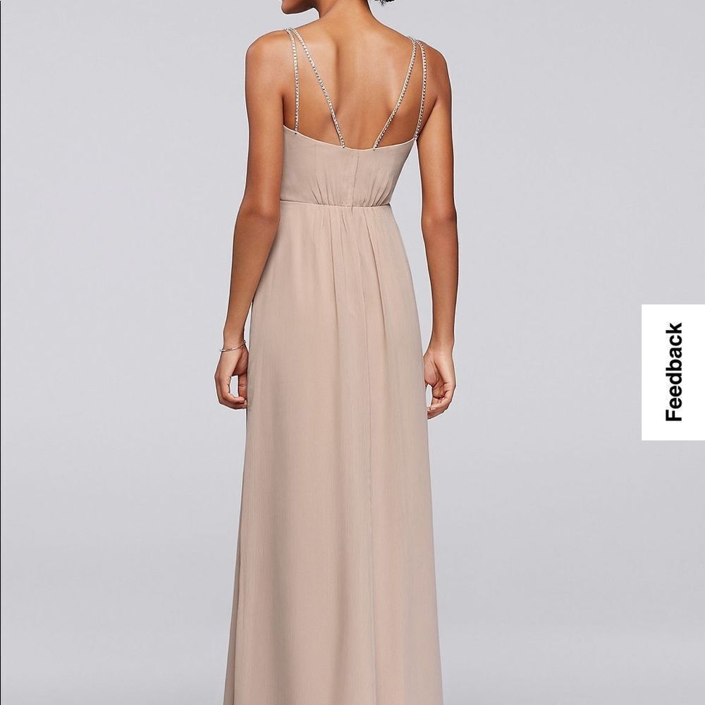 David’s Bridal Rhinestone Strap Long Bridesmaid Dress Quartz - Picture 3 of 16